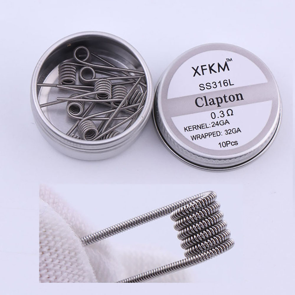 SS316L 10Pcs/Box Prebuilt Coil - Clapton Wire Pre Built recension och pris